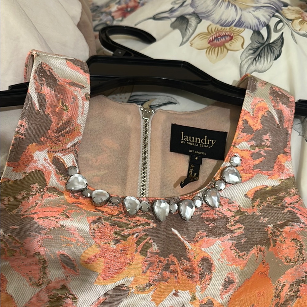 Laundry by Shelli Segal Jewel-Neck Floral Dress